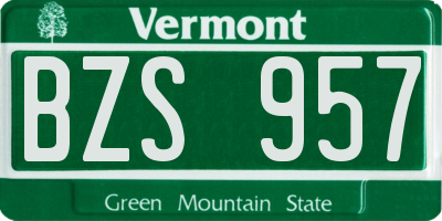 VT license plate BZS957
