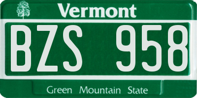 VT license plate BZS958