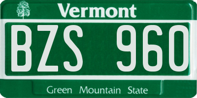 VT license plate BZS960