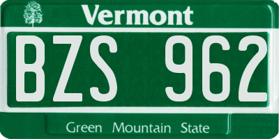 VT license plate BZS962