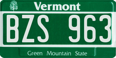 VT license plate BZS963