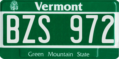VT license plate BZS972