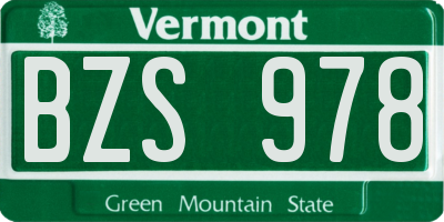 VT license plate BZS978