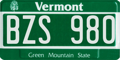 VT license plate BZS980