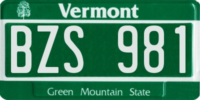 VT license plate BZS981