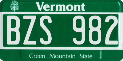 VT license plate BZS982