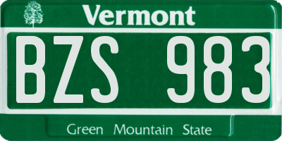 VT license plate BZS983