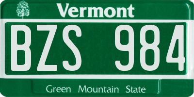 VT license plate BZS984