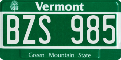 VT license plate BZS985