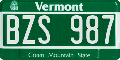 VT license plate BZS987