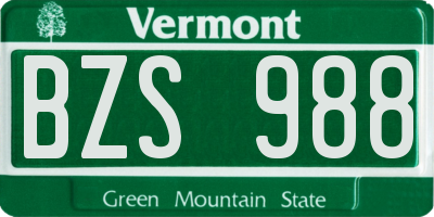 VT license plate BZS988