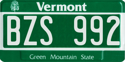 VT license plate BZS992