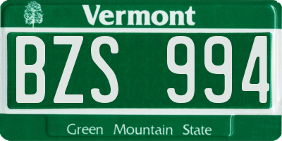 VT license plate BZS994