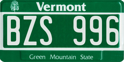 VT license plate BZS996