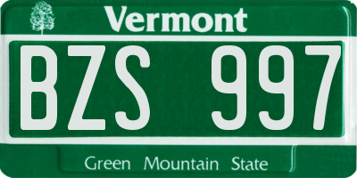 VT license plate BZS997