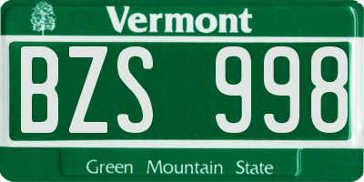 VT license plate BZS998