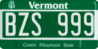 VT license plate BZS999