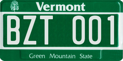 VT license plate BZT001