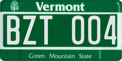 VT license plate BZT004
