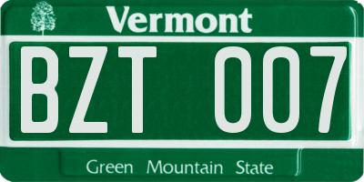 VT license plate BZT007