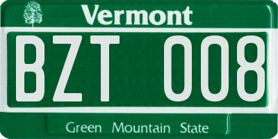 VT license plate BZT008