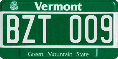 VT license plate BZT009