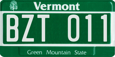 VT license plate BZT011