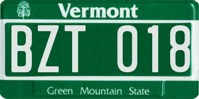 VT license plate BZT018