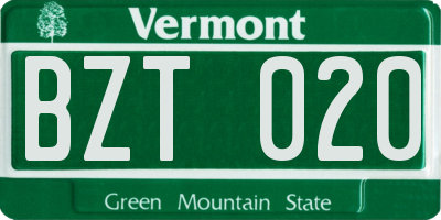 VT license plate BZT020