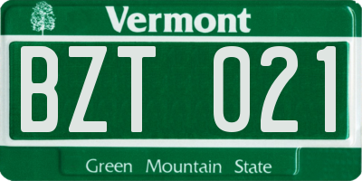 VT license plate BZT021