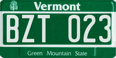 VT license plate BZT023