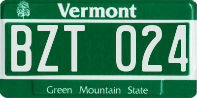 VT license plate BZT024