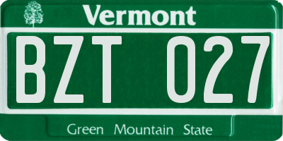 VT license plate BZT027
