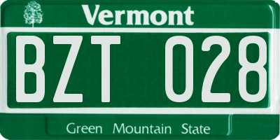 VT license plate BZT028