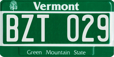 VT license plate BZT029