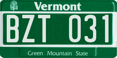 VT license plate BZT031