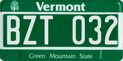 VT license plate BZT032
