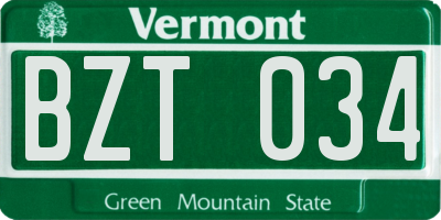 VT license plate BZT034