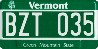 VT license plate BZT035