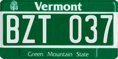 VT license plate BZT037