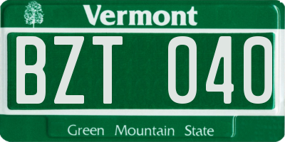 VT license plate BZT040