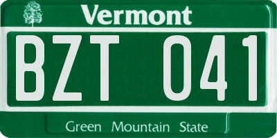 VT license plate BZT041