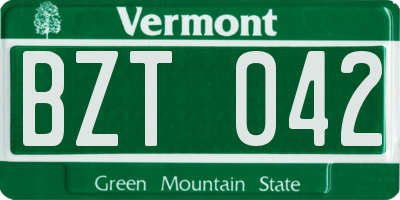 VT license plate BZT042