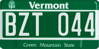 VT license plate BZT044