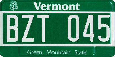 VT license plate BZT045