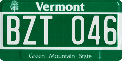 VT license plate BZT046