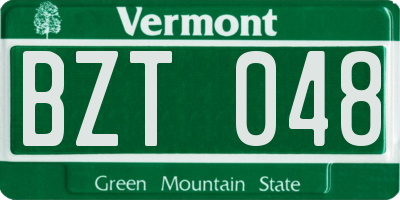 VT license plate BZT048