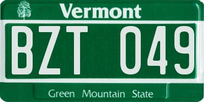 VT license plate BZT049