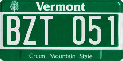 VT license plate BZT051