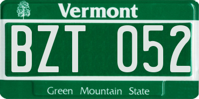 VT license plate BZT052